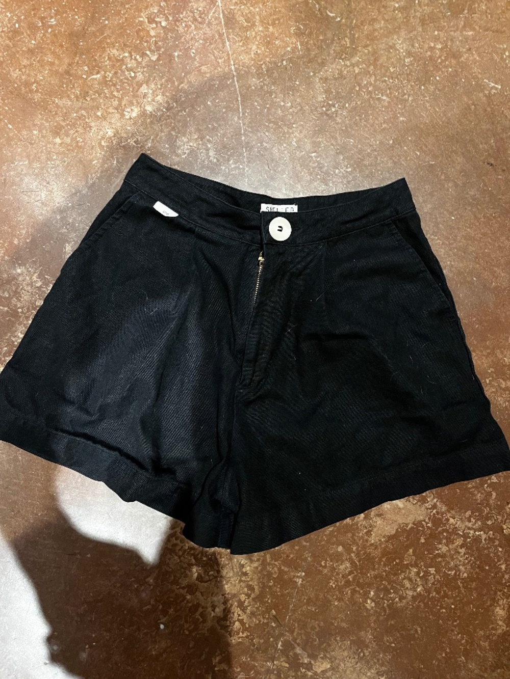 Seek Shelter linen black high waist safari shorts small 2